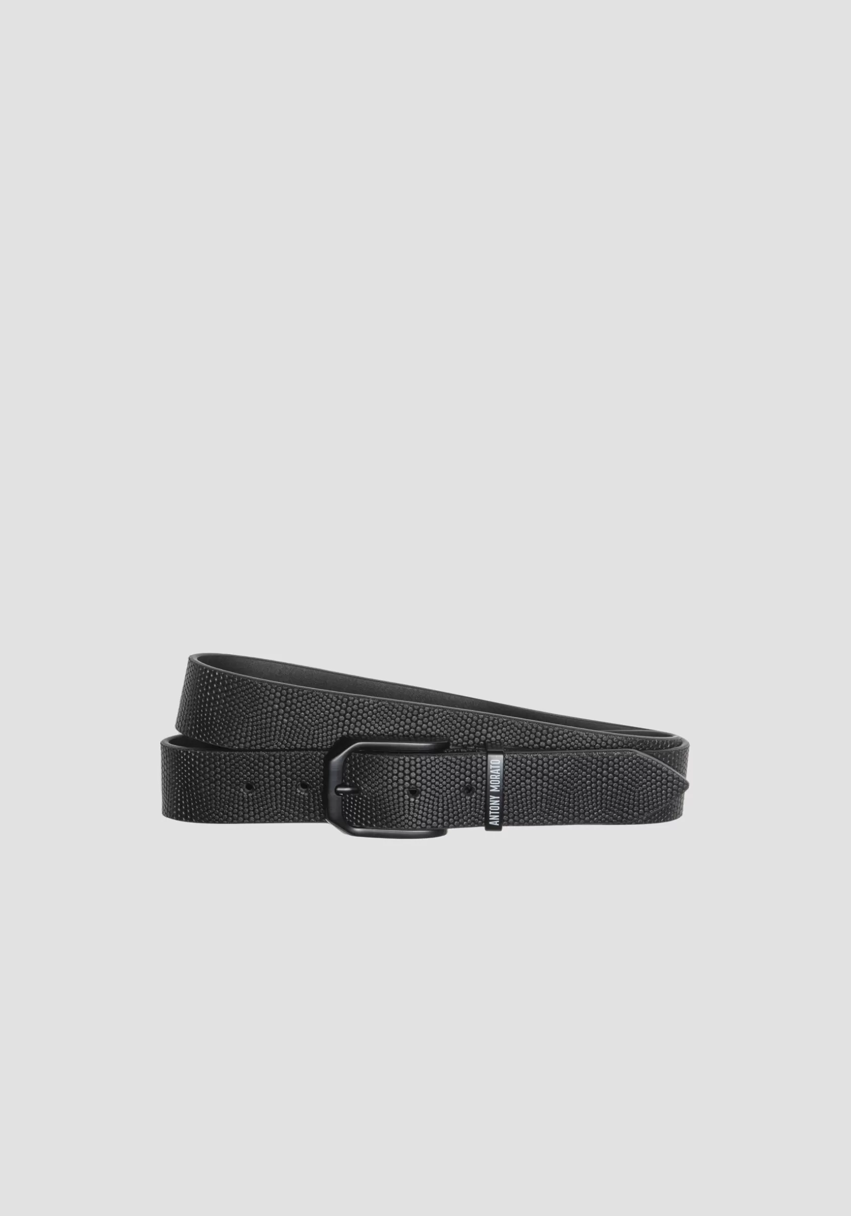 Homme Antony Morato Ceintures>Ceinture En Cuir Veritable Avec Boucle Brillante