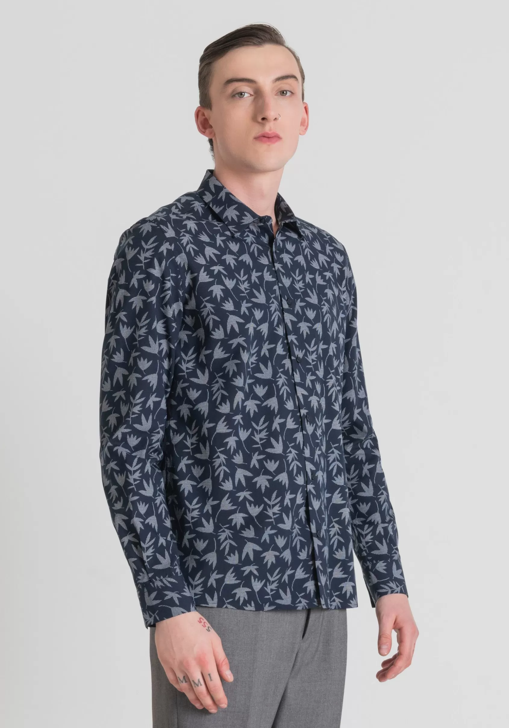 Homme Antony Morato Chemises>Chemise Regular Fit Barcelona En Coton Melange Imprime