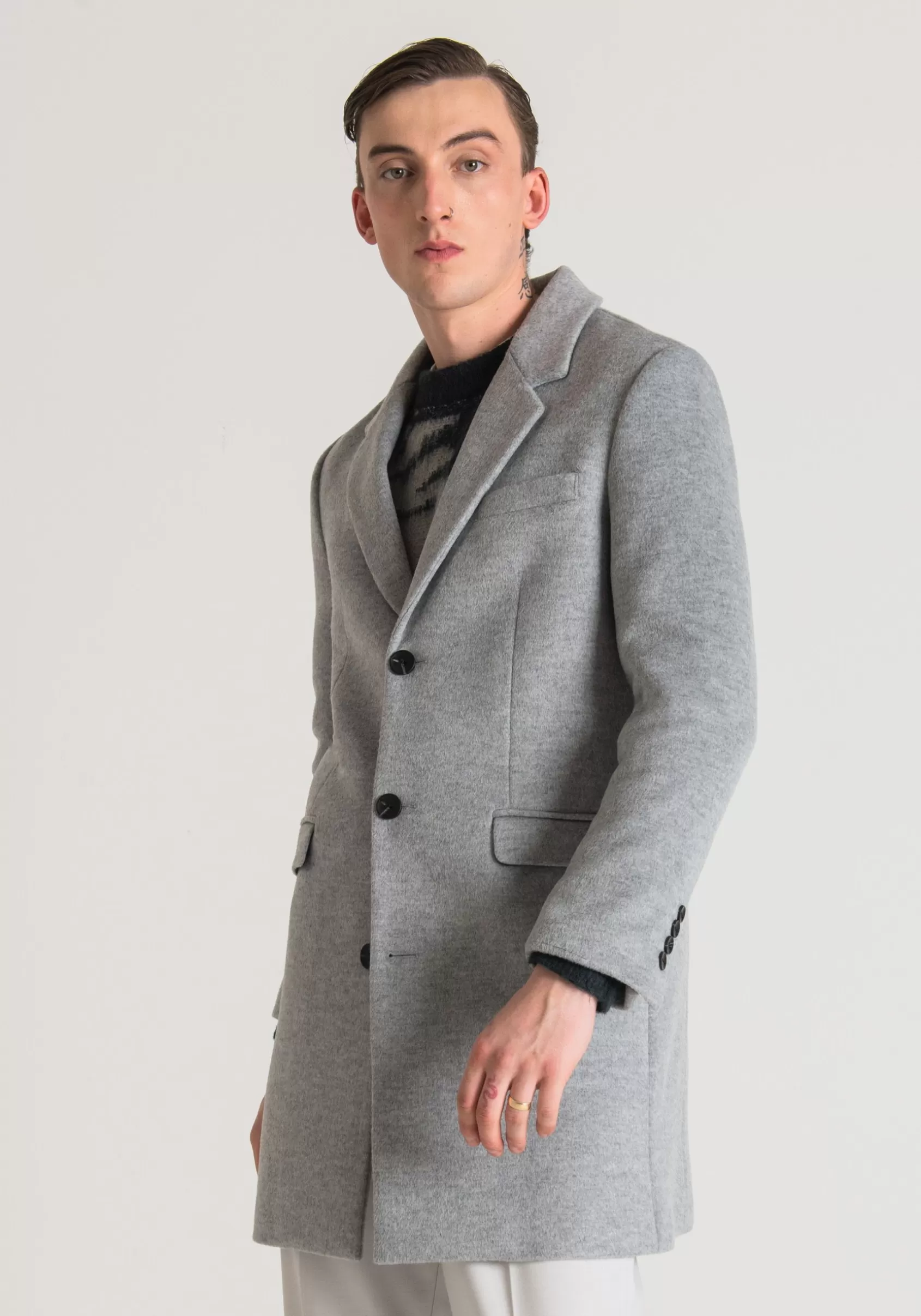 Homme Antony Morato Blousons Et Manteaux>Manteau Slim Fit Russel En Tissu De Viscose Melangee