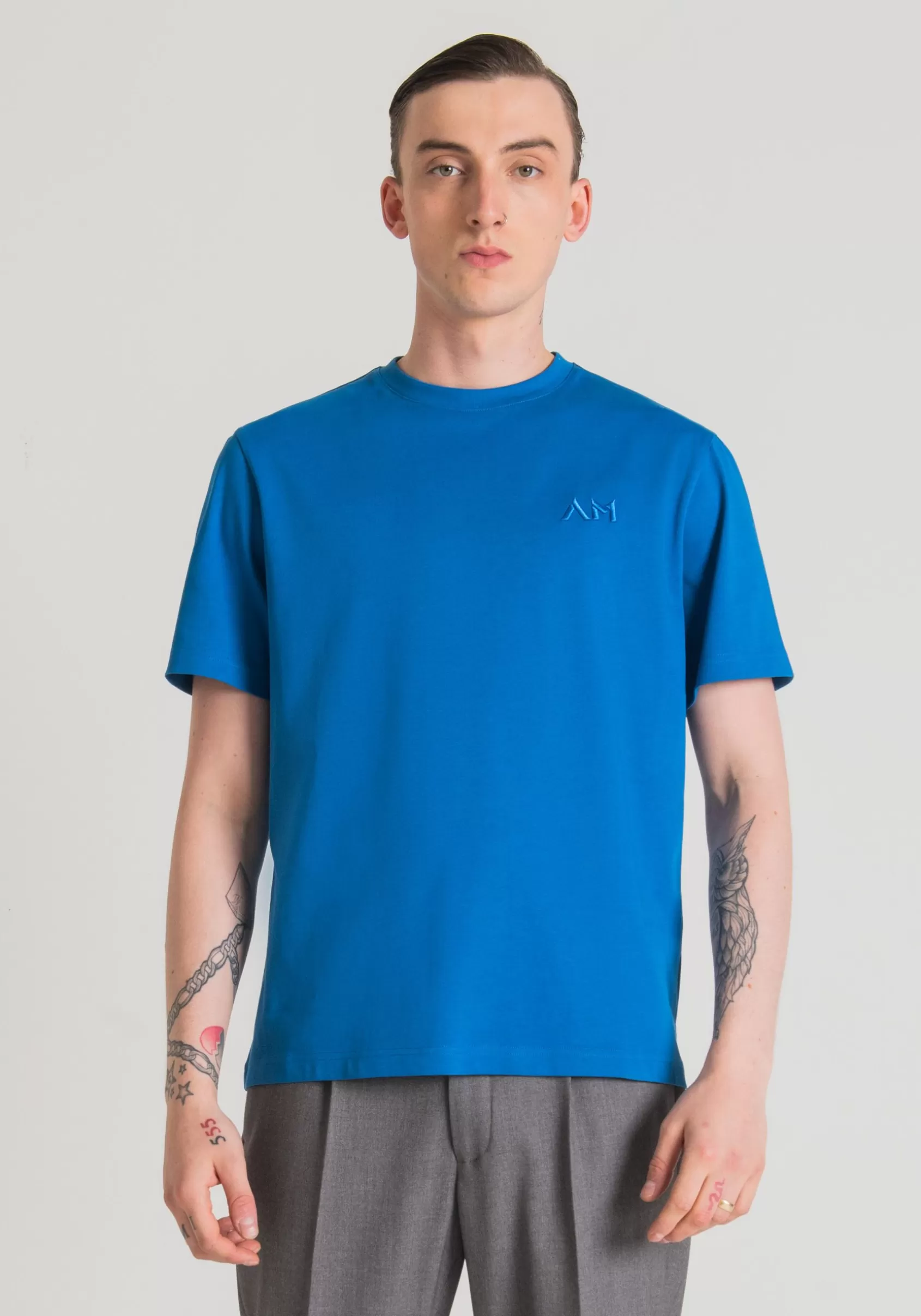 Homme Antony Morato T-Shirts Et Polos>T-Shirt Over Fit En Pur Coton Avec Logo Brode